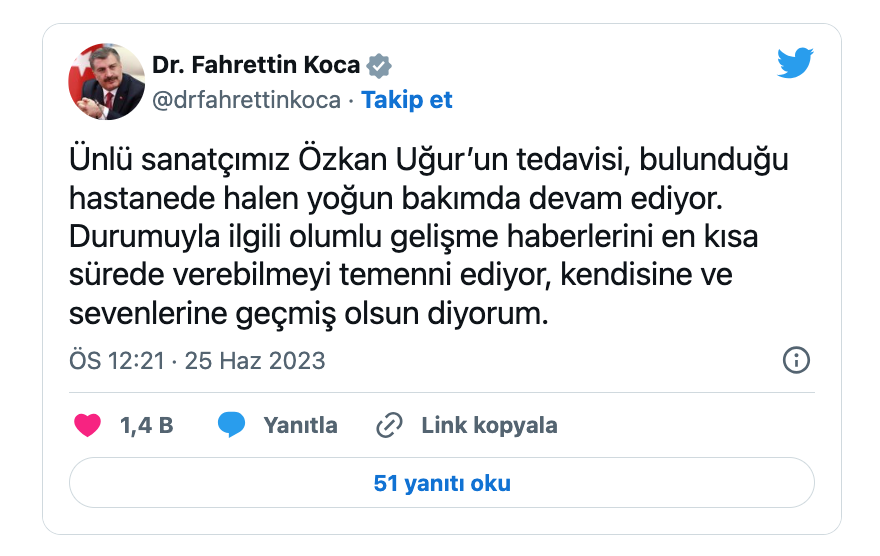 fahrettin koca dan ozkan ugur un saglik durumuna iliskin aciklama